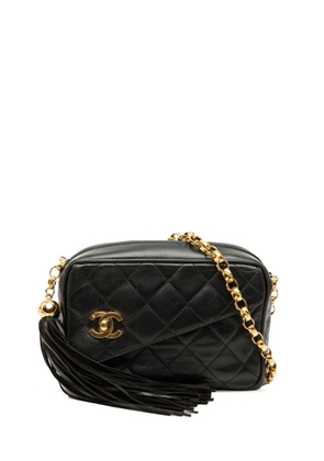 CHANEL Pre-Owned 1994-1996 Mini CC Quilted Lambskin Tassel Camera Bag crossbody bag - Black