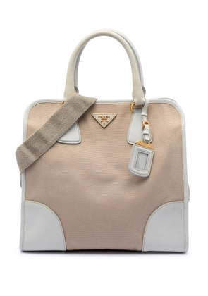 Prada Pre-Owned 2010-2026 Saffiano Trimmed Canvas Canapa satchel - Brown