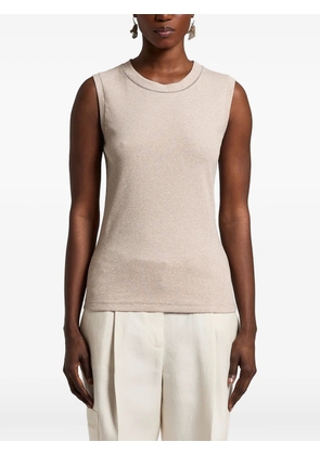 Peserico ribbed trim top - Neutrals