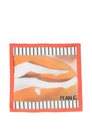 Plan C striped-print scarf - Orange