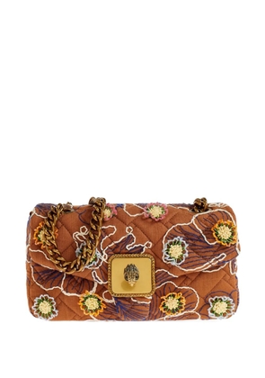Kurt Geiger London floral-embellishment quilted shoulder bag - Brown