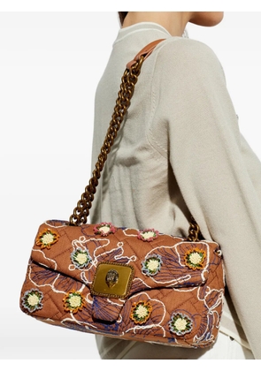 Kurt Geiger London floral-embellishment quilted shoulder bag - Brown