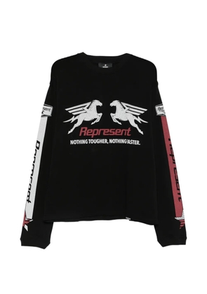 Represent graphic-print polo shirt - Black