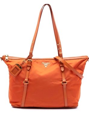 Prada Pre-Owned 2010-2016 Saffiano Trimmed Tessuto satchel - Orange
