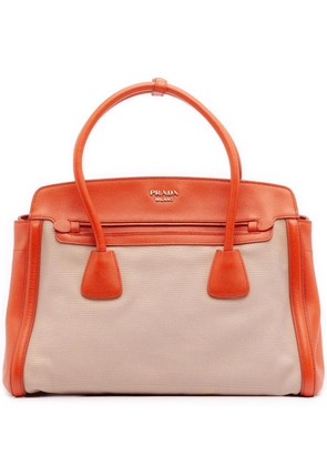 Prada Pre-Owned 2010-2025 Bicolor Saffiano Cuir Trimmed Canvas satchel - Brown