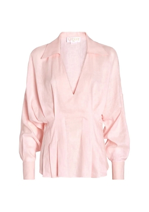 Genny V-neck pleated blouse - Pink