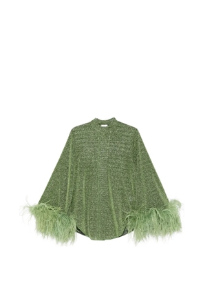 Oséree feather-trim blouse - Green