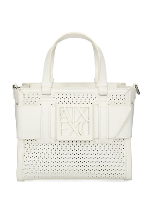 Armani Exchange cut-out logo-detail tote bag - White