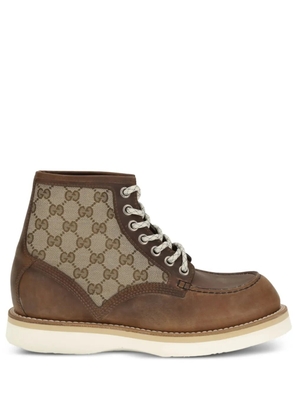 Gucci GG-monogram leather boots - Brown