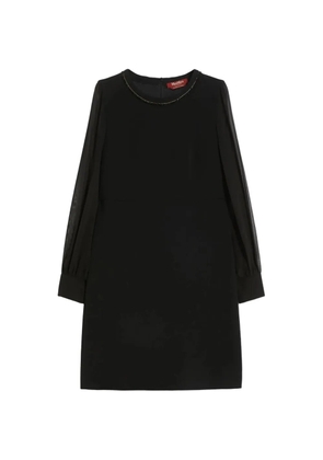Max Mara Volto beaded-neck sheer-sleeve dress - Black