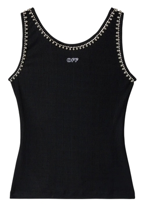 Off-White pearl-embellished ribbed tank top - Black