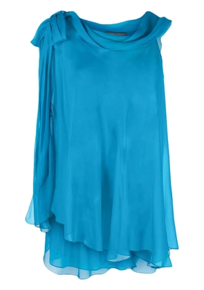 Alberta Ferretti semi-sheer asymmetric blouse - Blue