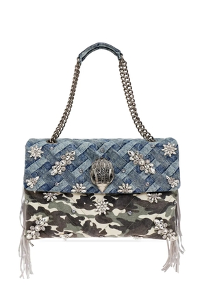 Kurt Geiger London Xxl Crystal camouflage crystal fringe shoulder bag - Blue