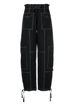 GANNI topstitch cargo trousers - Black