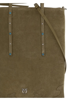 PINKO fringed studs suede mini tote bag - Green