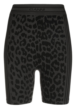 GANNI leopard-print bike shorts - Black