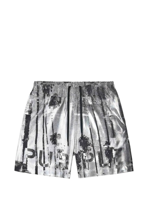 Purple Brand graphic-print swim shorts - Silver