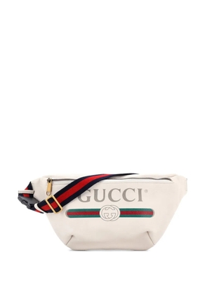 Gucci Pre-Owned Logo Printed Leather Medium belt bag - White