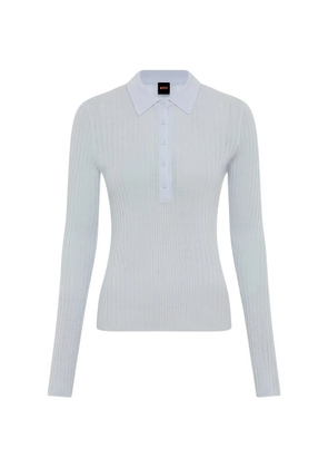 BOSS ribbed-knit polo top - Blue