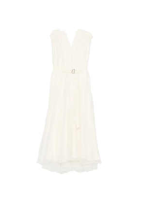 Brunello Cucinelli pleated belted maxi dress - Neutrals