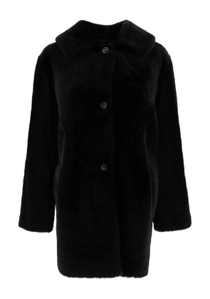 B&W button-fastening coat - Black