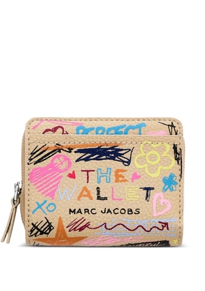 Marc Jacobs Scribble leather mini compact-wallet - Neutrals