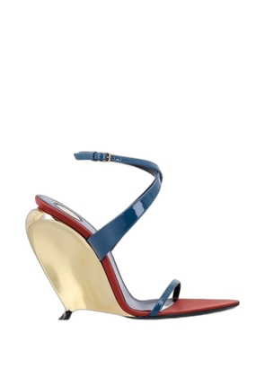 Saint Laurent Gippy Vernice leather heeled sandals - Gold