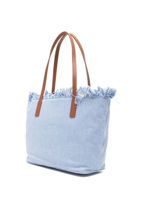 MC2 Saint Barth fringed-detail striped-pattern tote bag - Blue