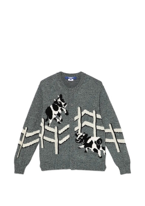 Junya Watanabe MAN cow-appliqué cardigan - Grey
