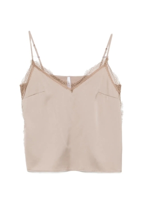 IMPERIAL lace-trim V-neck top - Neutrals