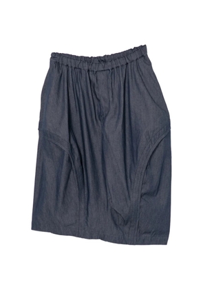 Black Comme Des Garçons asymmetric gathered denim shorts - Blue