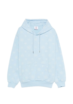 Casablanca monogram-appliqué hoodie - Blue