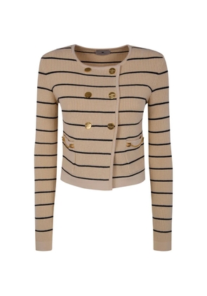 Elisabetta Franchi striped button-fastening cardigan - Neutrals