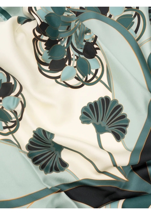 La DoubleJ blooming tulip fringed scarf - Blue