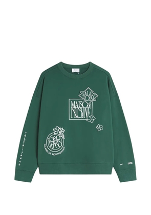 Maison Kitsuné Art Nouveau Stamps appliqué crewneck sweater - Green