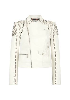 Philipp Plein biker lamb leather jacket - Neutrals