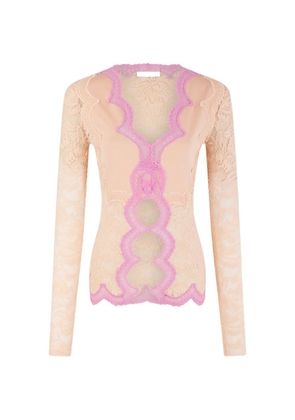 Rabanne lace trim top - Neutrals