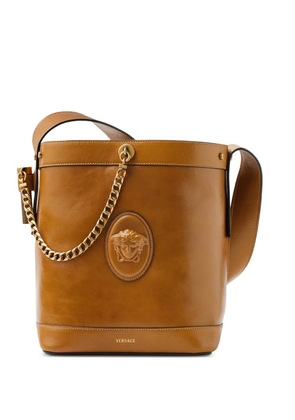 Versace Pivot small leather bucket bag - Brown