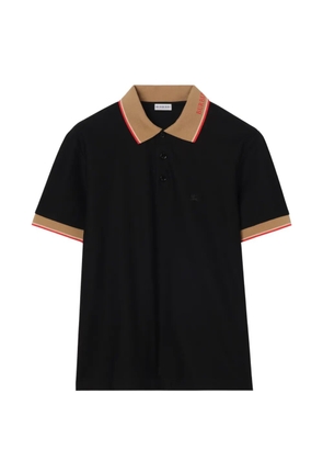 Burberry logo collar cotton polo shirt - Black