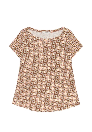 MALIPARMI boat neck geometric print T-shirt - Brown