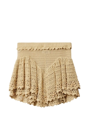 ISABEL MARANT Olzea beaded-details crochet cotton shorts - Neutrals