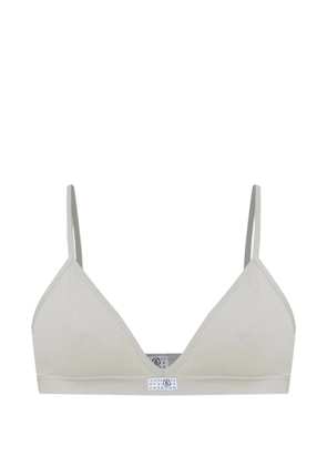 MM6 Maison Margiela label ribbed bra - Neutrals