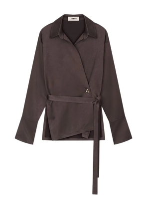 AERON wrap-front satin shirt - Brown
