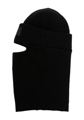 Y-3 logo-patch ribbed-knit balaclava - Black