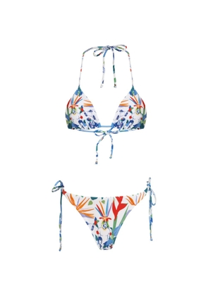 Amir Slama floral-print tie bikini - White