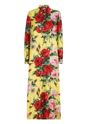 Dolce & Gabbana floral-print maxi shirt dress - Yellow
