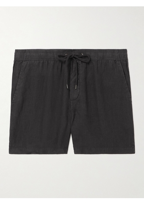 James Perse - Straight-Leg Garment-Dyed Linen Drawstring Shorts - Men - Black - 1