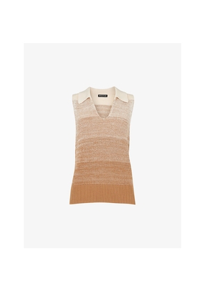 Womens Whistles Open-Collar Ombre-Pattern Cotton-Knit Tank