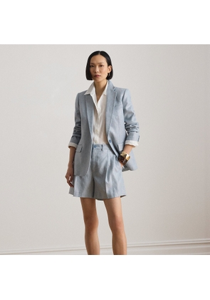 Foiled Basket-Weave Linen-Cotton Blazer