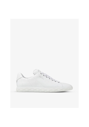Womens Jimmy Choo Diamond Light Branded Leather Low-Top Trainers